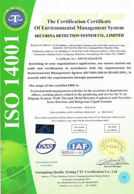 China Securina Detection System Co., Limited zertifizierungen